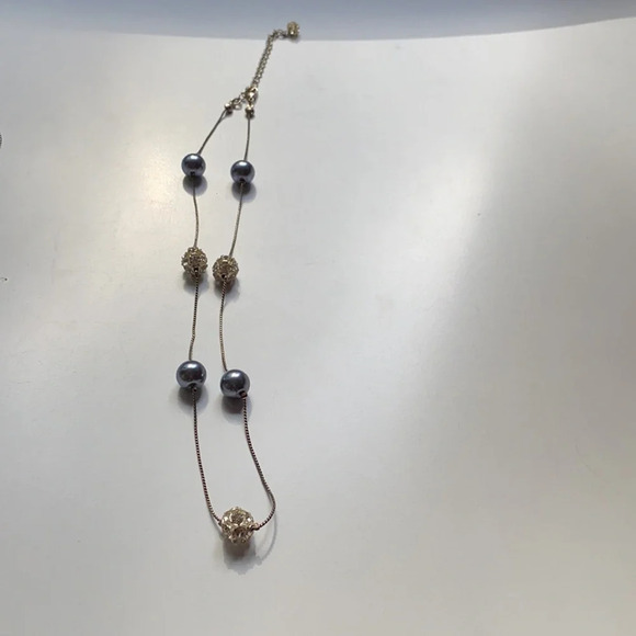 Monet pearl stone gam necklace 18 inches long silver look chain clasp - Picture 5 of 5
